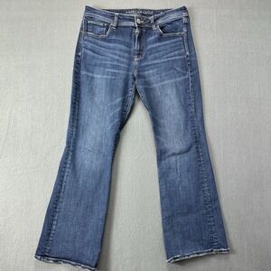 American Eagle Kick Boot Jeans Womens 12 Short Stretch Medium Wash Denim
